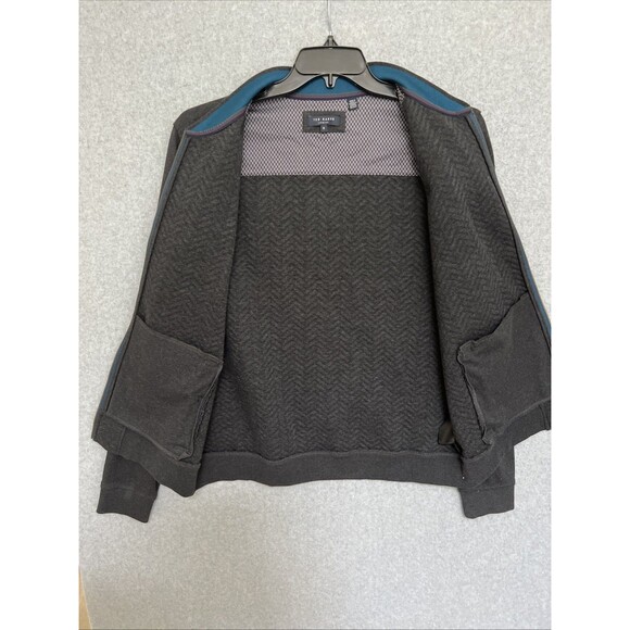 Ted Baker London Deeaz Zip Up Sweater 6 US 2XL Gray Quilted Herringbone Jacket - Picture 7 of 12